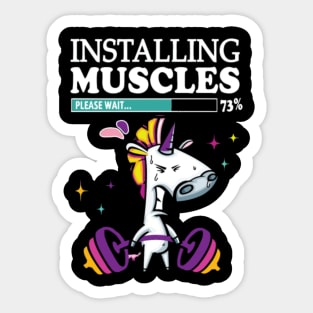 Unicorn Installing muscles please wait Sticker